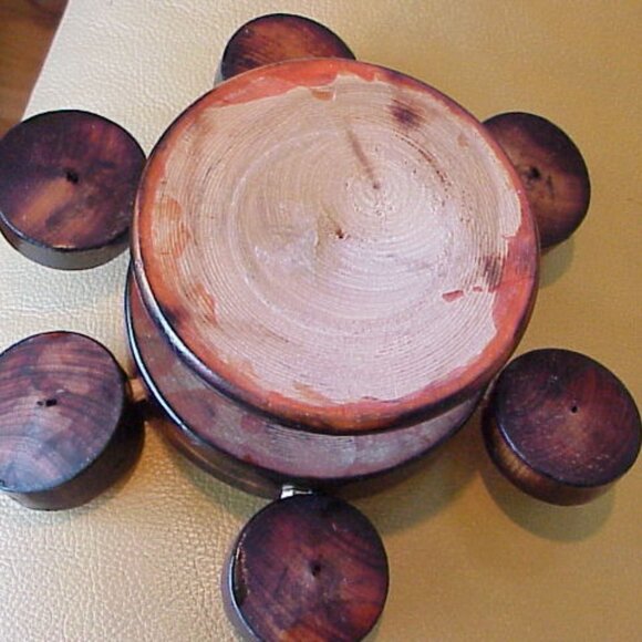 VTG 2 piece Hand Carved Wooden Mushroom & Toadstools Folk Art Display Sculpture - Picture 4 of 9